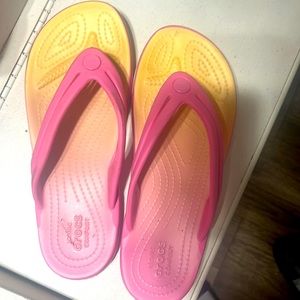 Pink /yellow crocs